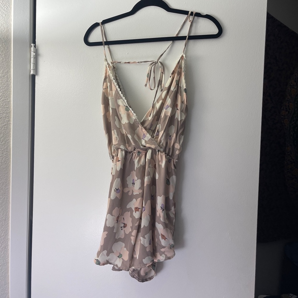 Floral silk romper
